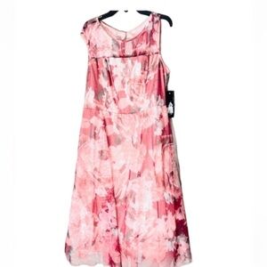 Lovely Grace Floral sleeveless Dress flare floral dress, cocktail, pink  Dress